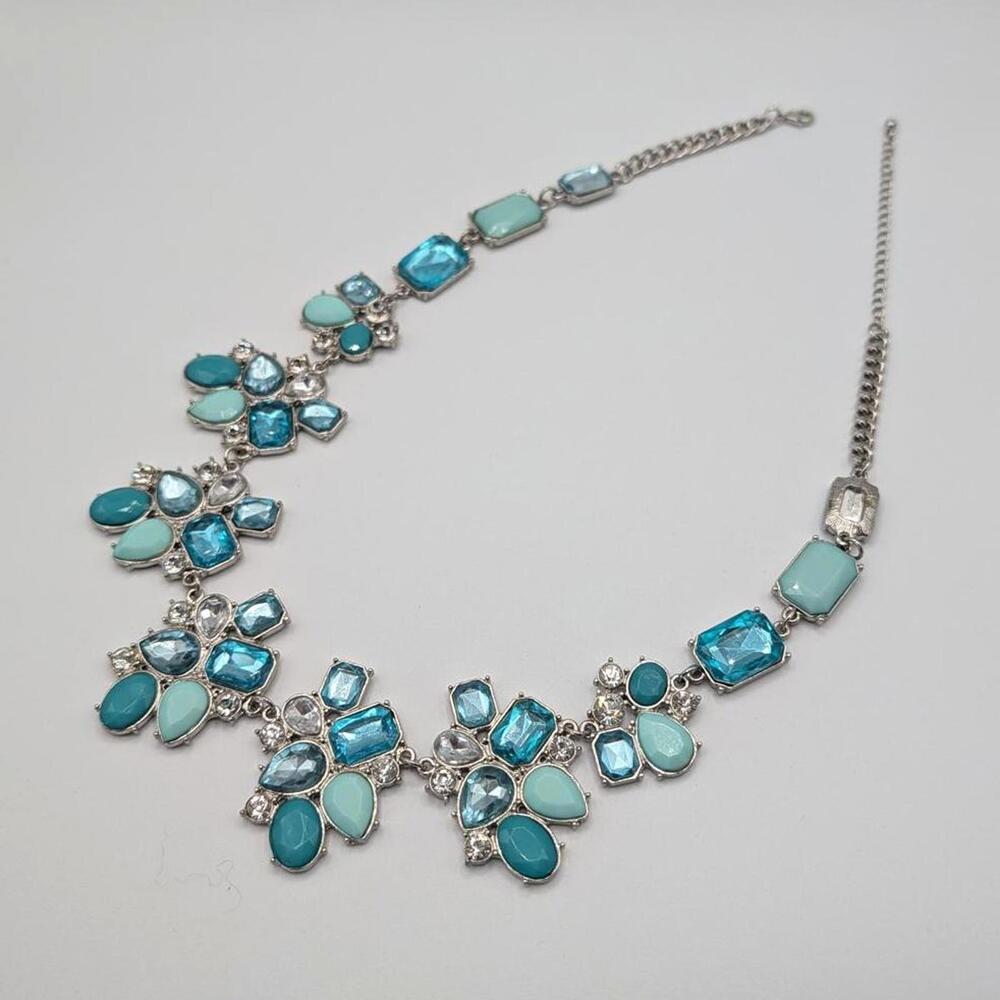 Blue and Turquoise Statement Gemstone Necklace - Picture 3 of 7